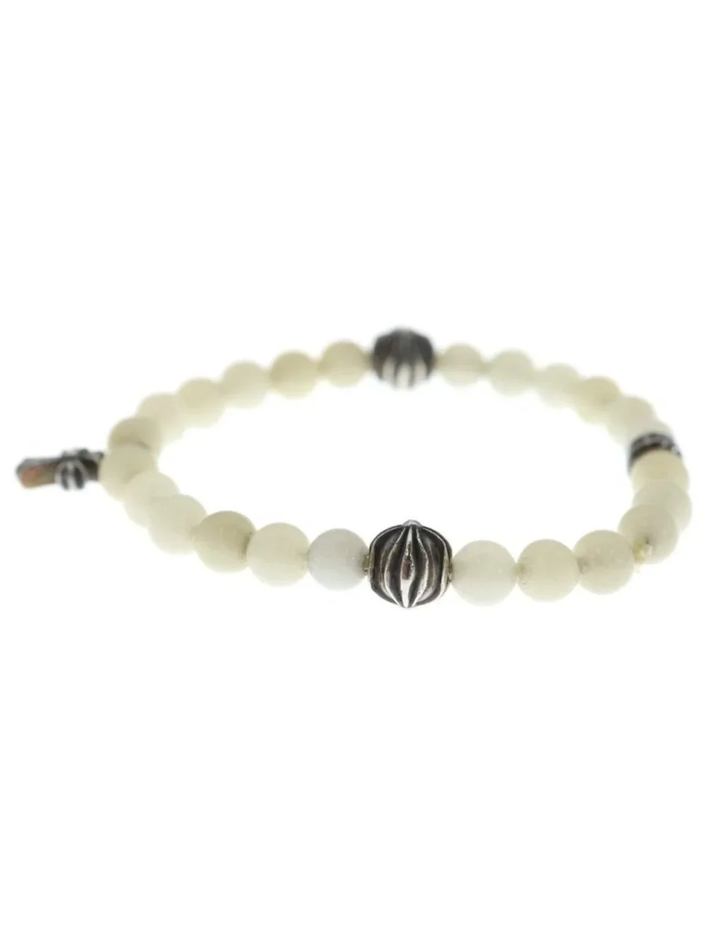 Chrome Hearts 6 Bead Cross Bracelet Silver White